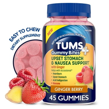 Tums  Upset Stomach & Nausea Support, Dietary Supplement, Ginger Berry - 45 Count
