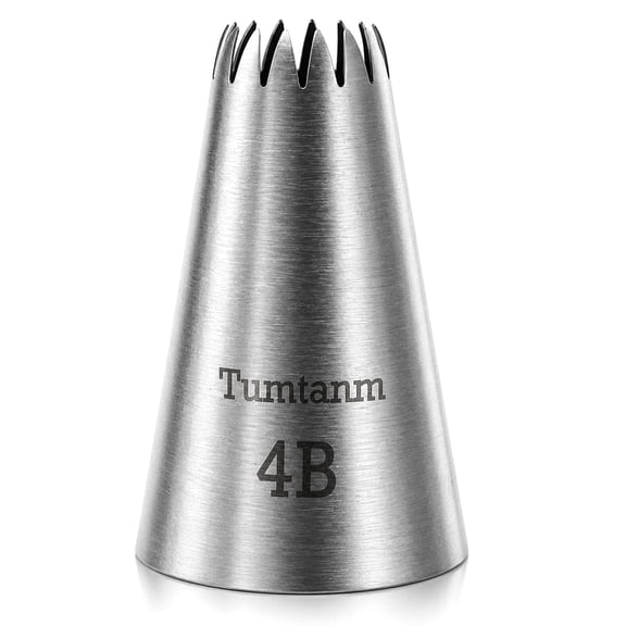Tumtanm 4B Nozzle Large Drop Flower Piping Tip, Large Seamless Stainless Steel Icing Piping Nozzle Tip #4B