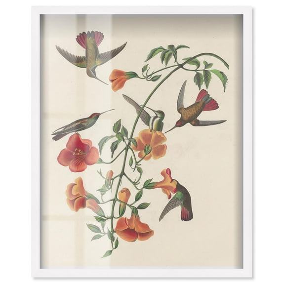 Tumult of Wings Shadowbox Print Vintage Art by Art Remedy, White Frame, 36 x 45