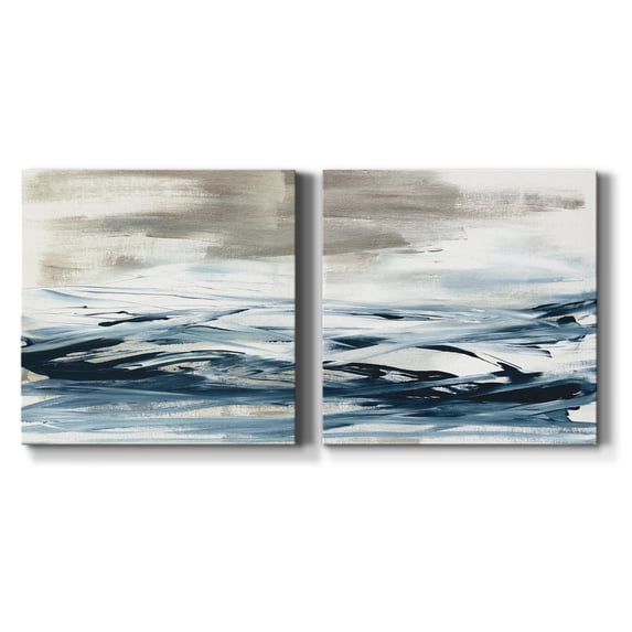 Tumultuous Indigo I - Premium Gallery Wrapped Canvas - Ready to Hang Set of 2 - 40 x 40 Each