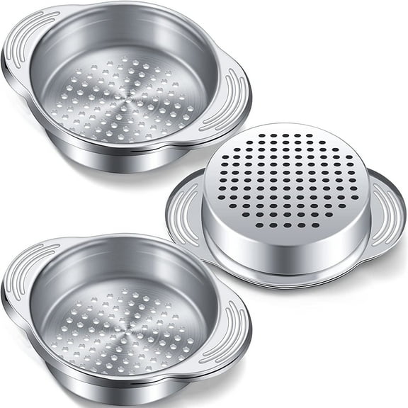 Tuna Can Strainer Stainless Steel Food Can Strainer Sieve Metal Tuna Press Lid Canning Colander Oil Drainer Tuna Can Filter for Beans Vegetables (3 Pieces)