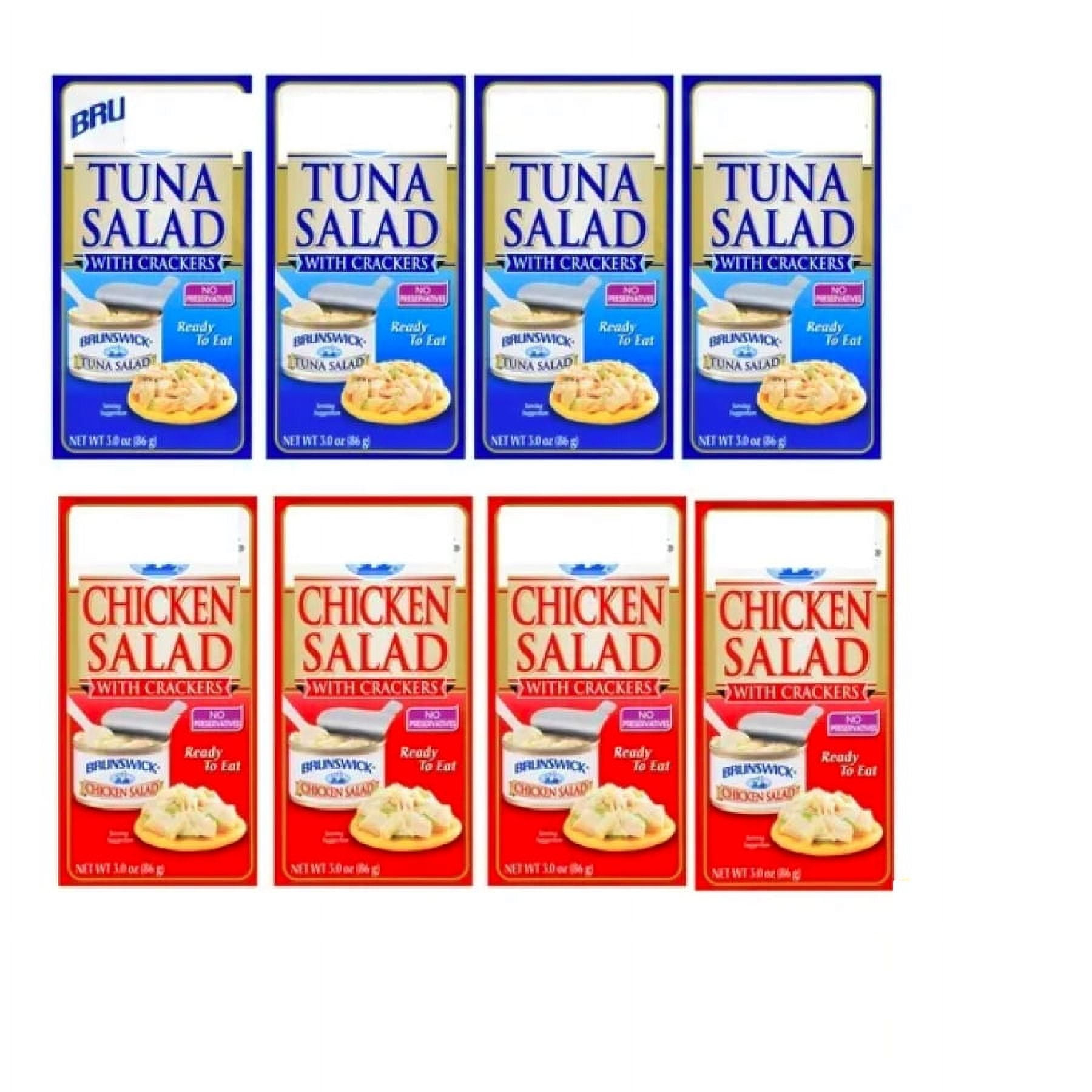 Tuna and Chicken Salad with Crackers Kit Protein Shelf Stable for Lunchboxes Office Camping Picnic Summer Home Healthy Snacks 3oz Pack of 8 w/ Tote & Bonus Porte Pot