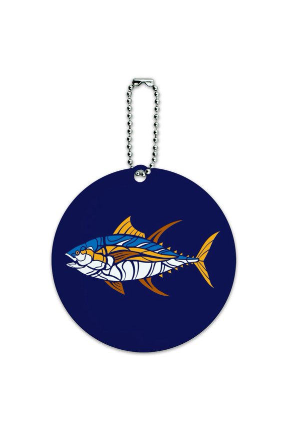 Tuna Fish Design Round Luggage ID Tag Card Suitcase Carry-On