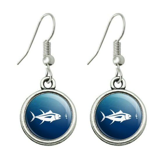 Tuna Fish Fishing Fisherman Novelty Dangling Drop Charm Earrings