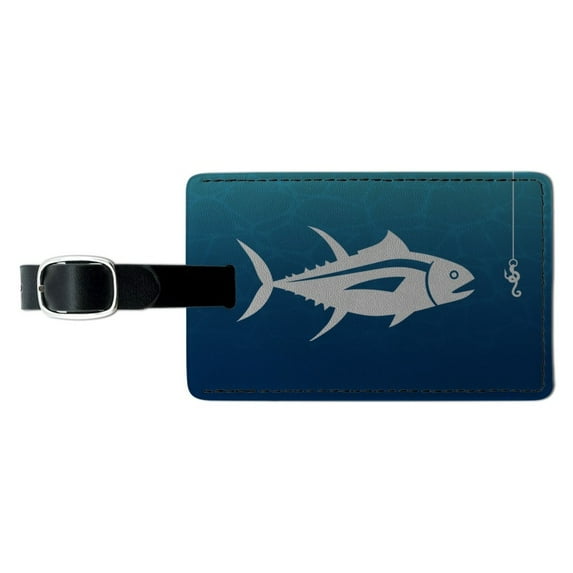 Tuna Fish Fishing Fisherman Rectangle Leather Luggage Card Suitcase Carry-On ID Tag