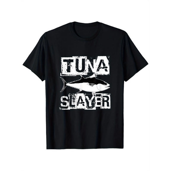 Tuna Fishing Graphic Tee - 100% Cotton, Casual Crew Neck Shirt for Men & Women, Perfect Gift for Anglers, Black, Sizes S-XXXL, Fun, Saltwater Fish, Boys