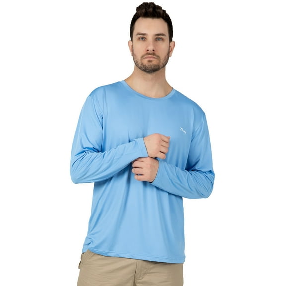 Tuna Fishing Shirts for Men Long Sleeve UPF 50  UV Sun Protection Rash Guard Quick Dry for Hiking Running Swimming (Light Blue L 3#)