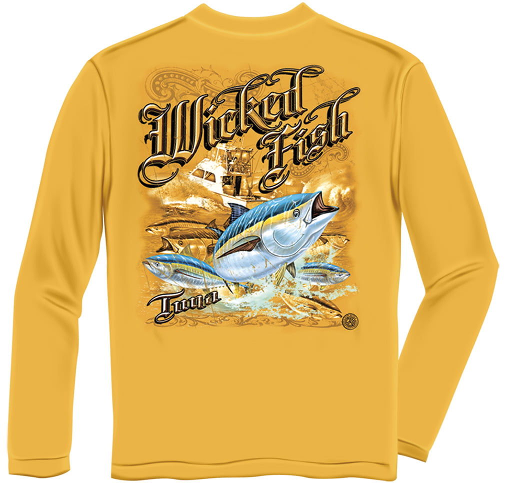 Tuna Fishing T-Shirt Long Sleeve Tuna Fishing T-Shirt Wicked Fish tuna  Yellow Tail Blue Fin Medium 
