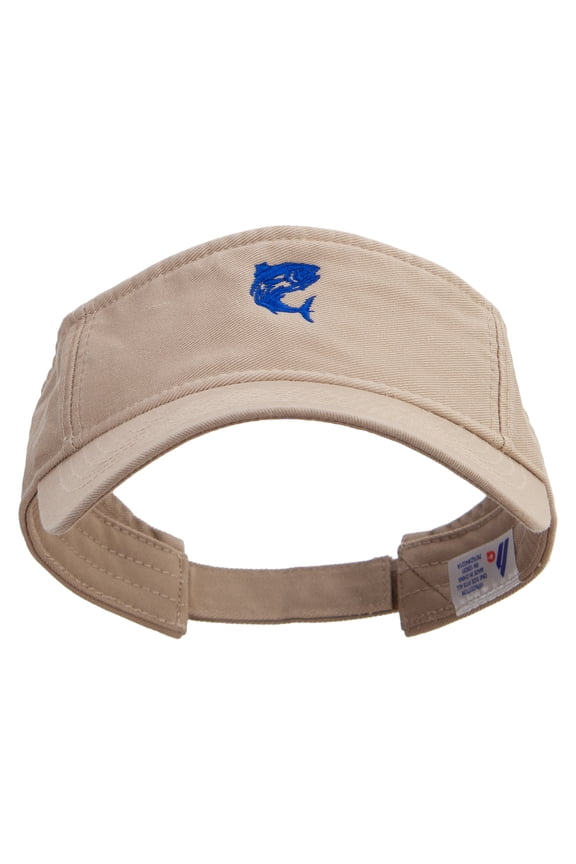Tuna Jumping Silhouette Embroidered Prostyle Cotton Twill Washed Visor - Khaki OSFM