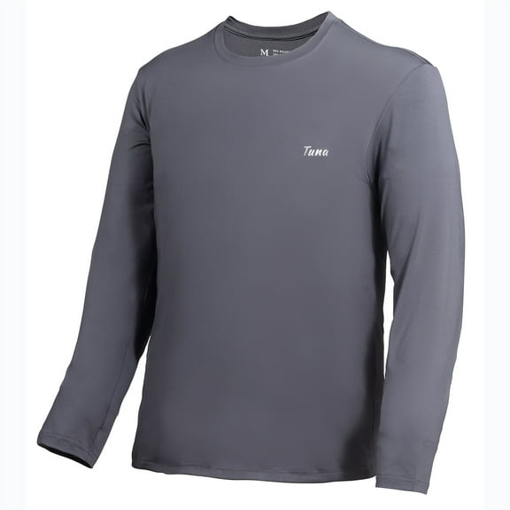 Tuna Men Fishing Long Sleeve UPF 50+ Sun Protection Quick Dry Running Rash Guard Hiking Swimming Shirts Dark Grey 05 Medium