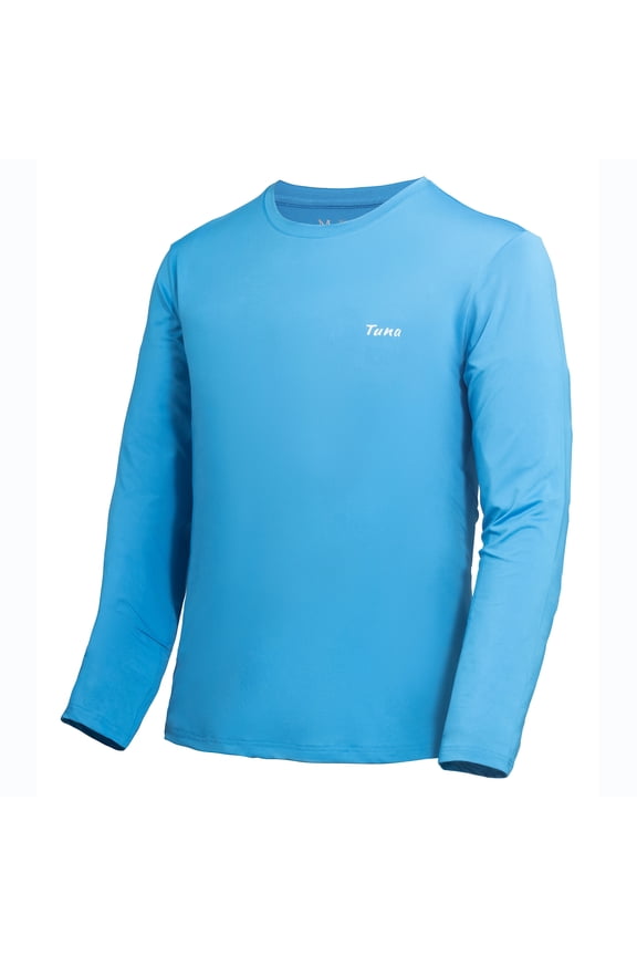 Men Fishing Long Sleeve UPF 50+ Sun Protection Quick Dry Running Rash Guard Hiking Swimming Shirts Sky blue 02 3X-Large