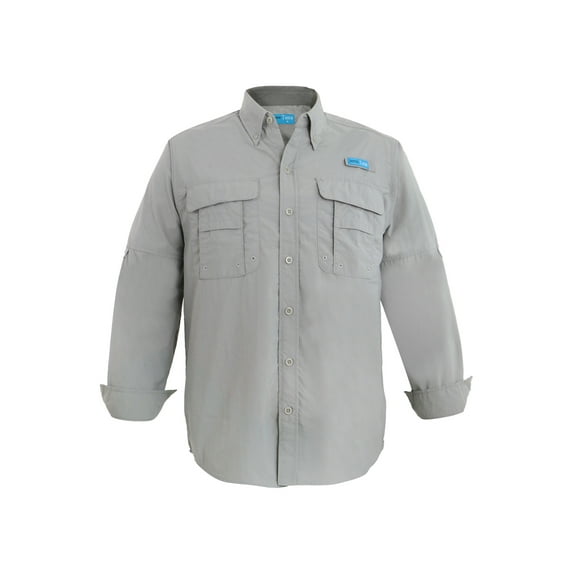 Tuna Men's Fishing Long Sleeve Button Down UPF 50+ Sun Protection Soild Waterproof Fast Dry Shirts (Cool Grey 2# M)