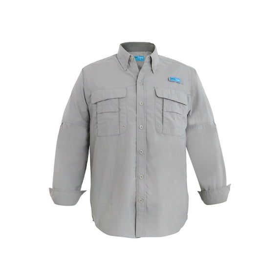 Tuna Men's Fishing Long Sleeve Button Down UPF 50+ Sun Protection Soild Waterproof Fast Dry Shirts (Cool Grey 2# S)