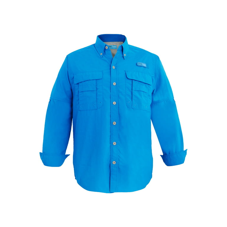 Tuna Men's Fishing Long Sleeve Button Down UPF 50+ Sun Protection Soild  Waterproof Fast Dry Shirts (Vivid Blue 13# S) 