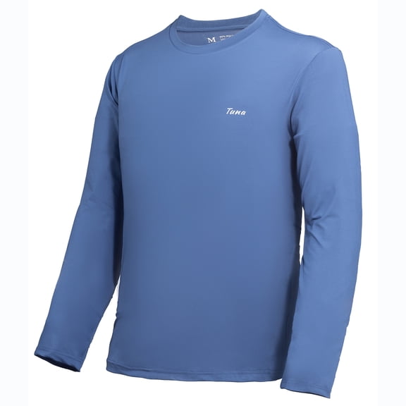 Tuna Men's Fishing Long Sleeve UPF 50+ Sun Protection Quick Dry Running Rash Guard Hiking Swimming Shirt Navy 04 Medium