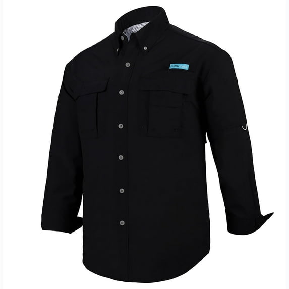 Tuna Men's Fishing UPF 50+ Sun Protection Anti-Static Waterproof Breathable Quickly Dry Hiking Long Sleeve Shirts Black 09 4X-Large