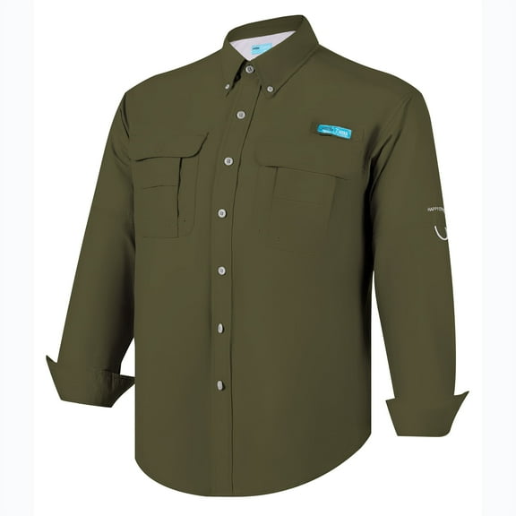 Tuna Men's Fishing UPF 50  Sun Protection Anti-Static Waterproof Breathable Quickly Dry Hiking Long Sleeve Shirts Cypress 19 Large