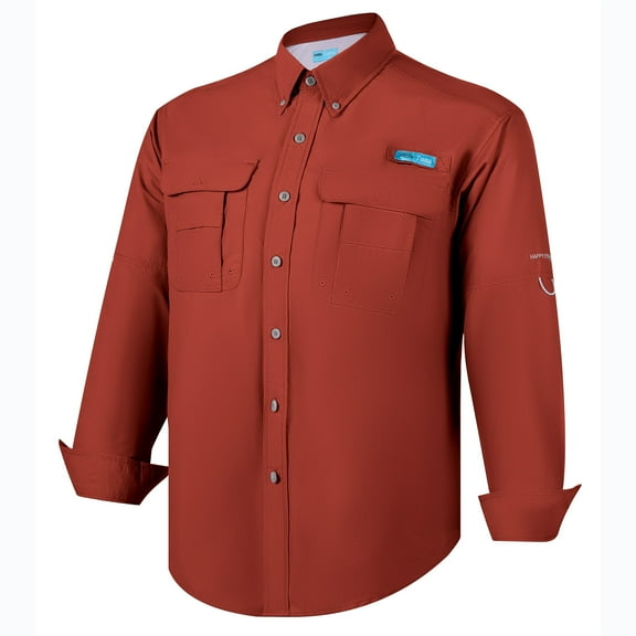 Tuna Men's Fishing UPF 50+ Sun Protection Anti-Static Waterproof Breathable Quickly Dry Hiking Long Sleeve Shirts Ketchup 22 X-Large