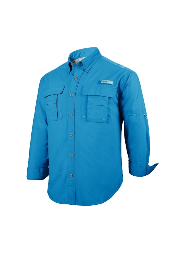 Men's Fishing UPF 50+ Sun Protection Anti-Static Waterproof Breathable Quickly Dry Hiking Long Sleeve Shirts Vivid Blue 13 Medium