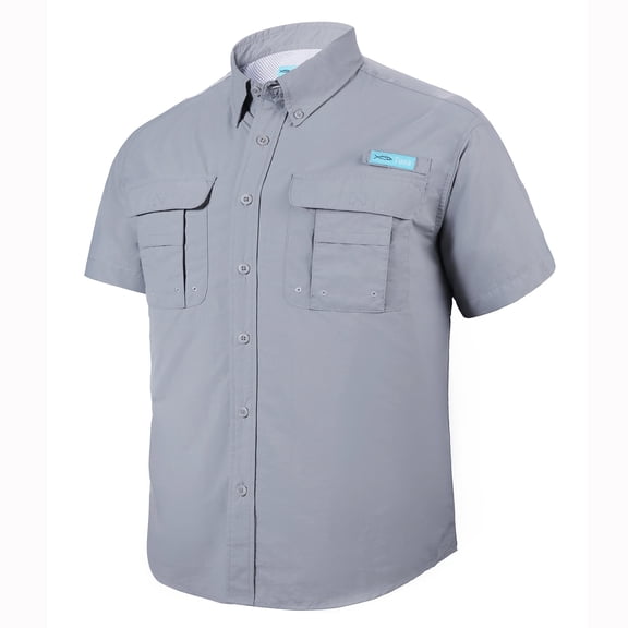 Tuna Men's Fishing UPF 50+ Sun Protection Anti-Static Waterproof Breathable Quickly Dry Hiking Short Sleeve Shirts Cool Grey 02 X-Large