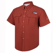 Tuna Men's Fishing UPF 50+ Sun Protection Anti-Static Waterproof Breathable Quickly Dry Hiking Short Sleeve Shirts Ketchup 22 X-Large