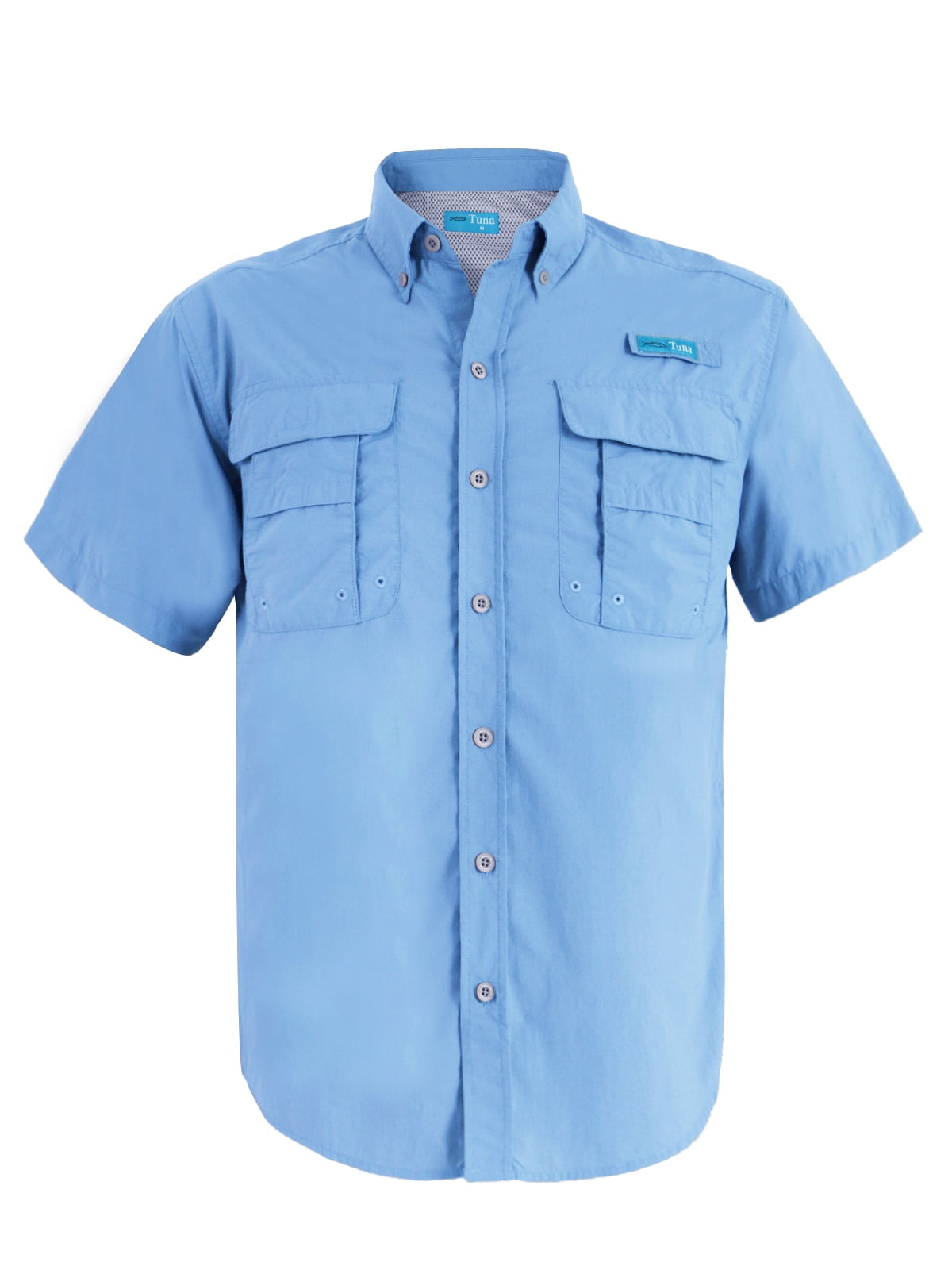 Men's Long Sleeve Sun Protection Fishing Shirt with Zipper Pockets UPF 50+  Lightweight Cool Sun Shirts for Men Hiking Outdoor(Gulf Stream,XXL)