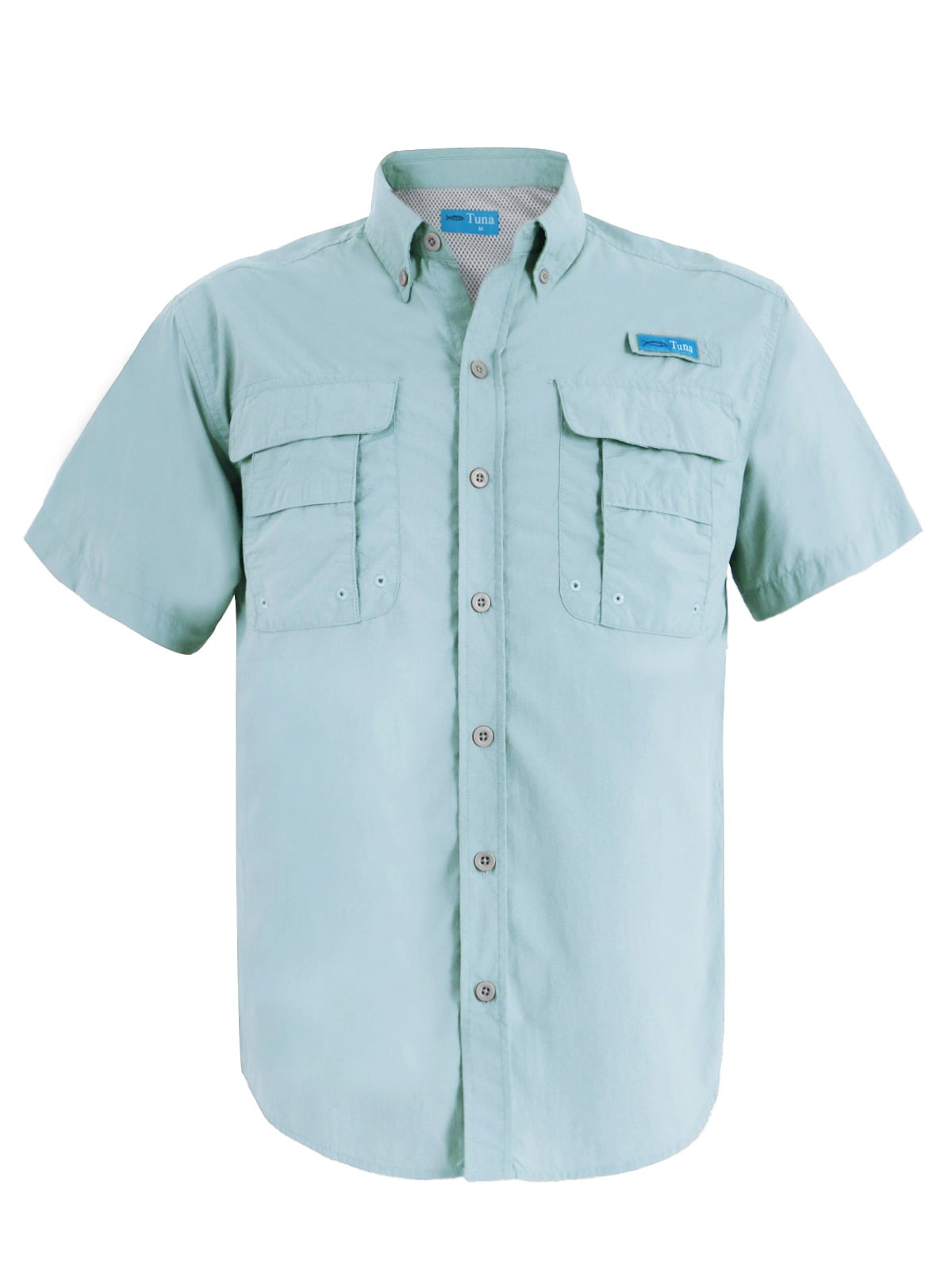 Tuna Men's UV UPF 50+ Sun Protection Waterproof Breathable Outdoor SPF  Hiking Camping Magellan Fishing Short Sleeve Shirts (Beige White #4 XL)