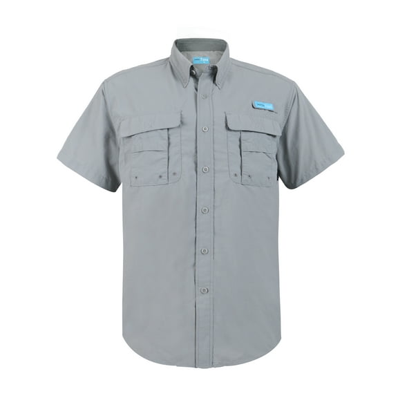 Tuna Men's UV UPF 50+ Sun Protection Soild Anti-Static Waterproof Breathable Fast Dry SPF Hiking Fishing Short Sleeve Shirts (Cool Grey #2 M)