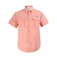 thumbnail image 1 of Tuna Men's UV UPF 50+ Sun Protection Soild Anti-Static Waterproof Breathable Fast Dry SPF Hiking Fishing Short Sleeve Shirts (Salmon #11 4XL), 1 of 4