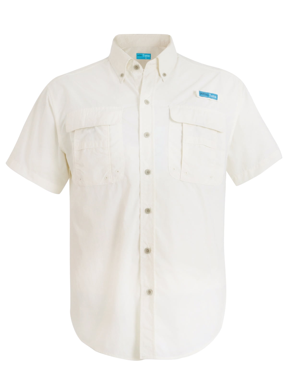 Tuna Men's UV UPF 50+ Sun Protection Waterproof Breathable Outdoor Magellan  Fishing Short Sleeve Shirts (Beige White #4 3XL) 