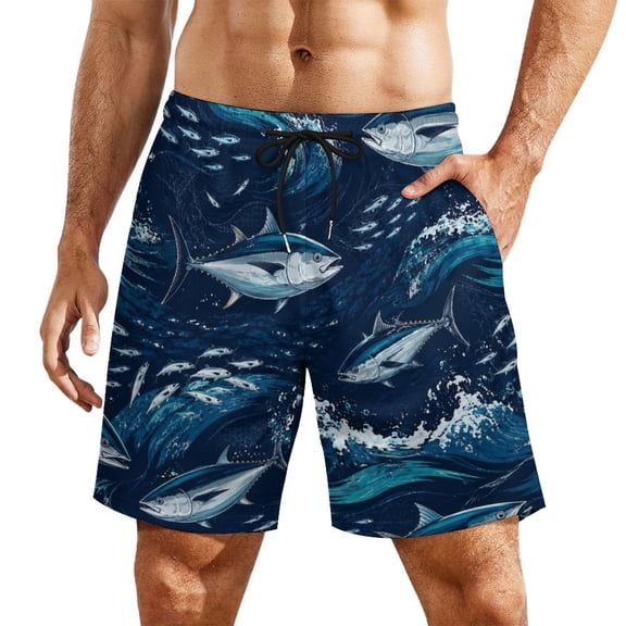 Tuna Run OffshoreMen’s Beach Shorts Quick Dry Swim Trunks, Lightweight Board Shorts with Elastic Waist for Swimming, Pool, Vacation and Summer Beachwear