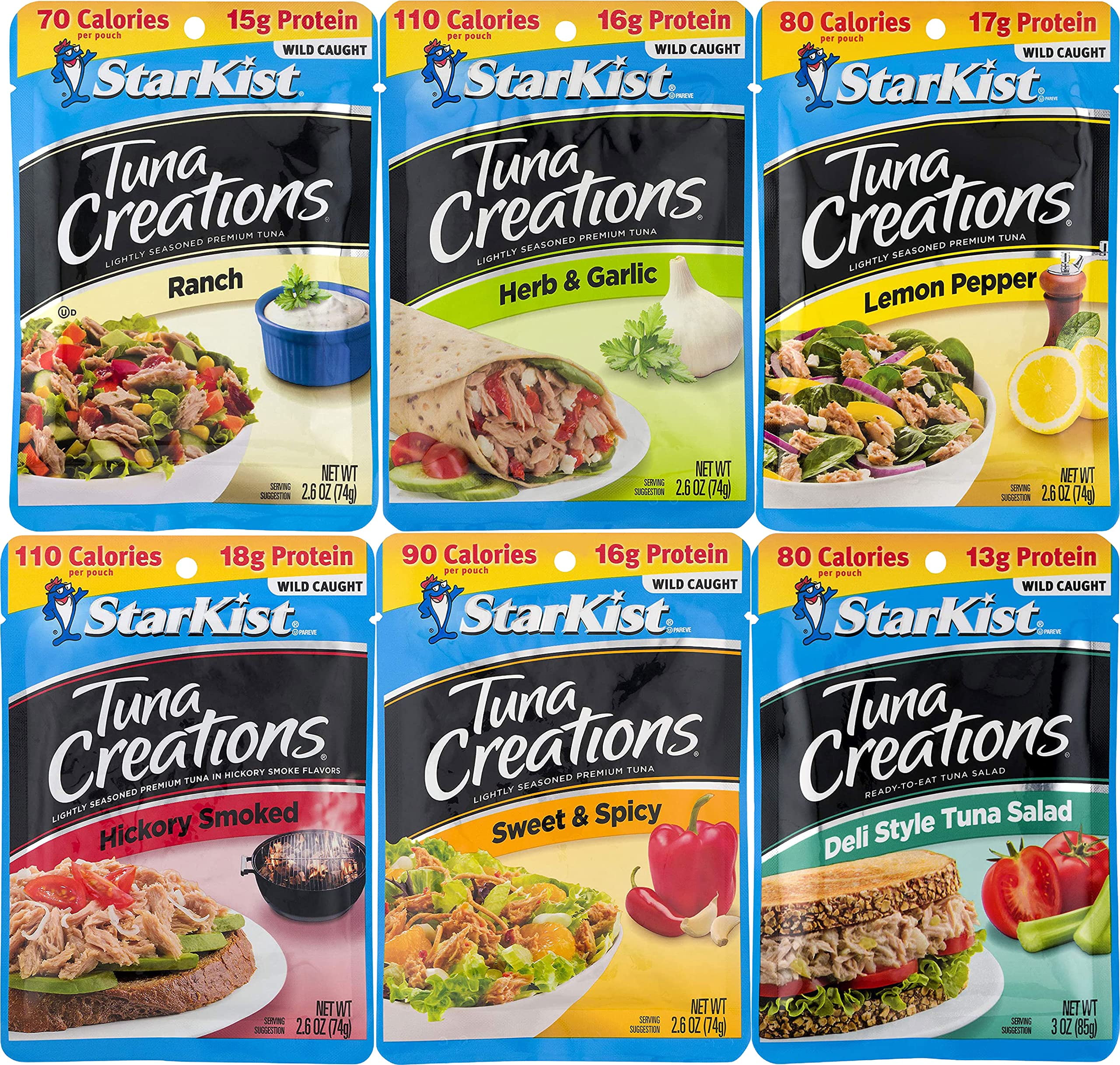 Tuna Variety Pack, Tuna Creation 6 Different Flavors, 1 Pouch each ...