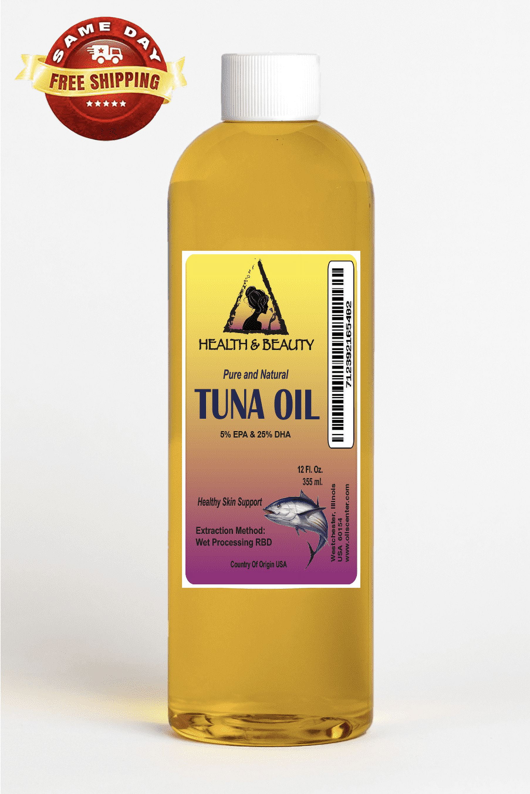 Tuna oil rbd with epa &amp; dha all natural by h&amp;b oils center 100% pure liquid 24 oz