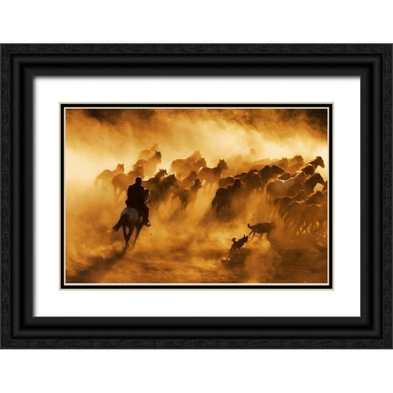 Tunc, Feyzullah 24x17 Black Ornate Wood Framed with Double Matting Museum Art Print Titled - Cowboy