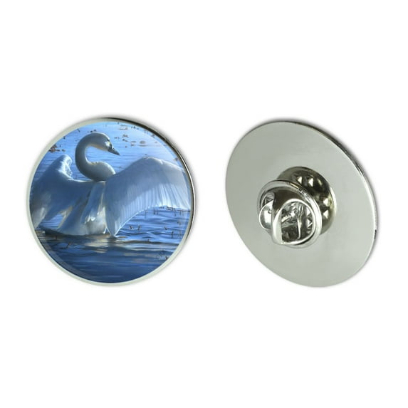 Tundra Swan in the Lake at Dawn Metal 1.1" Tie Tack Hat Lapel Pin Pinback