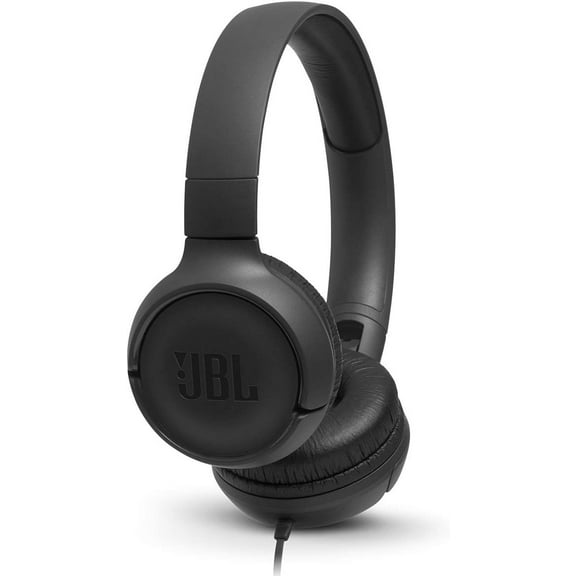Tune 500 - Wired on-ear headphones, Pure Bass Sound, 1-button remote/mic, Tangle-free flat cable, Lightweight and foldable design, Ask Siri or Google Now (Black)
