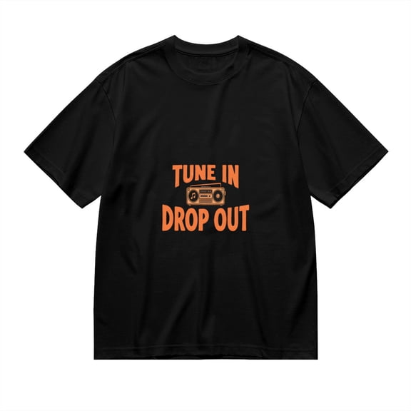 Tune In Drop Out, Retro Radio Print, T Shirt for Men, Vintage Graphic Tees Men, 23807171,XL