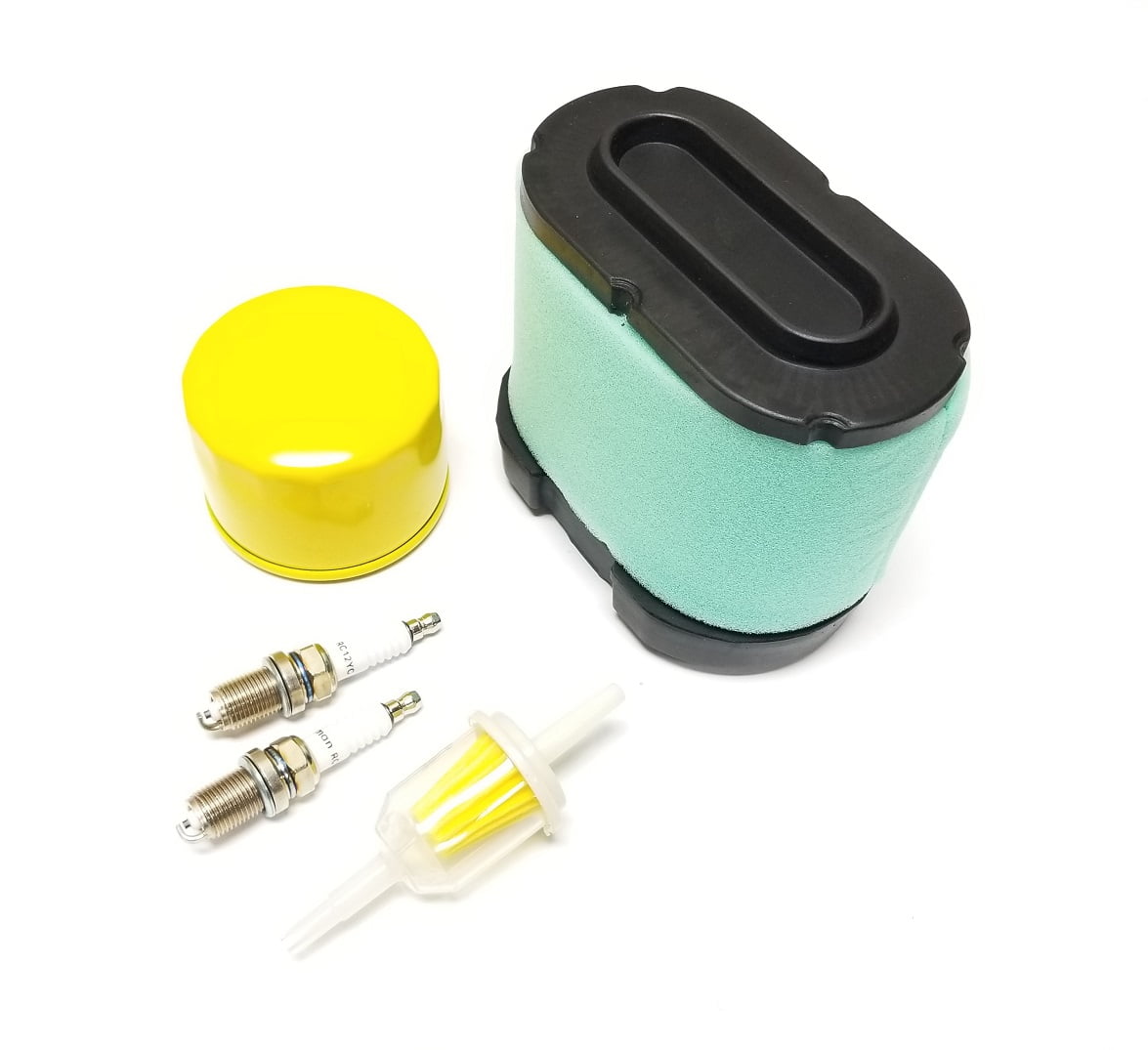 Tune Up/Maintenance Kit for John Deere Lawn Mowers Replaces Airfilter 792105 + Pre-Filter, Fuel Filter AM116304, Oil Filter 696854, and 2 Spark Plugs RC12YC