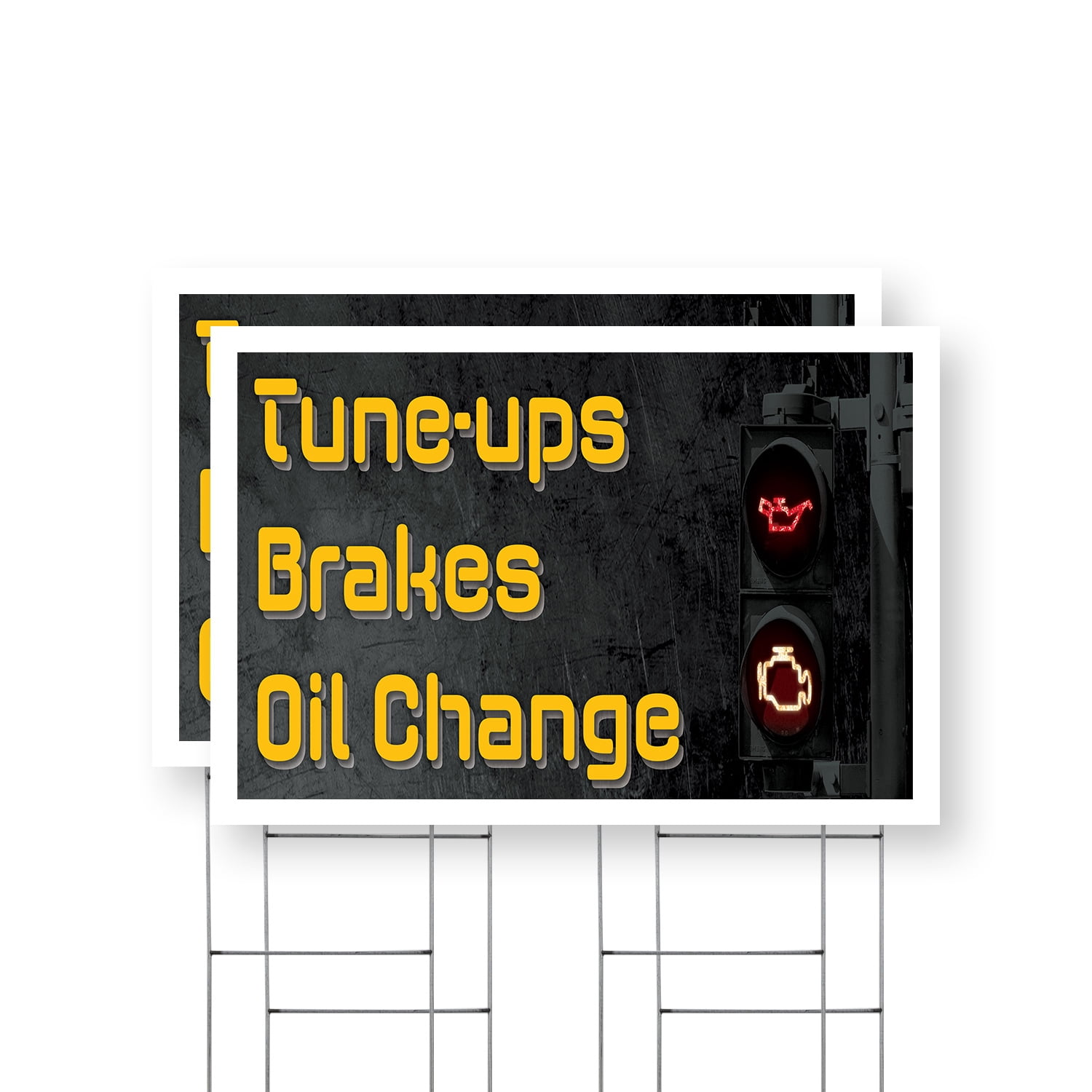 Tune Sign Tune Ups Brakes Oil Change Yard Sign 2 Pack of 24 Inch x 36 Inch Double ...