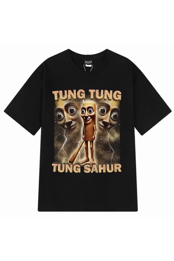 Tung Sahur Graphic Printed T-Shirt Men Summer Casual Loose Fashion Funny Round Neck Short Sleeve Tops Clothing T-shirt Unisex