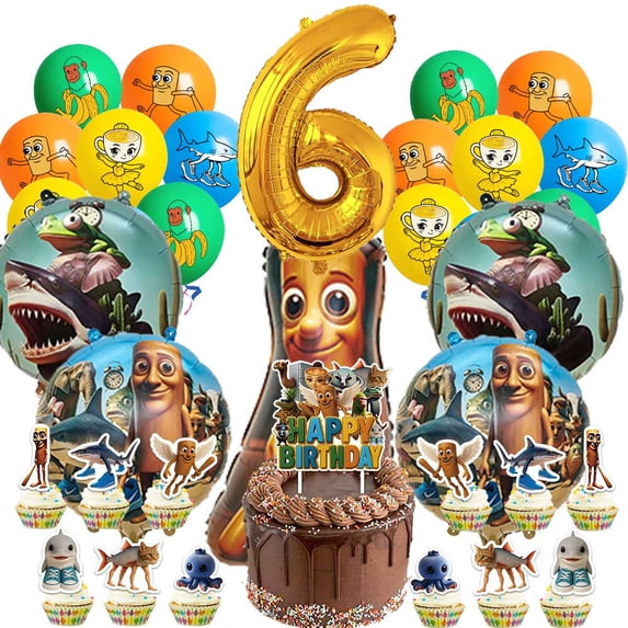 Tung Tung Sahur Party Supplies 6th Decor Kit Balloons Birthday Cake Topper Decorations