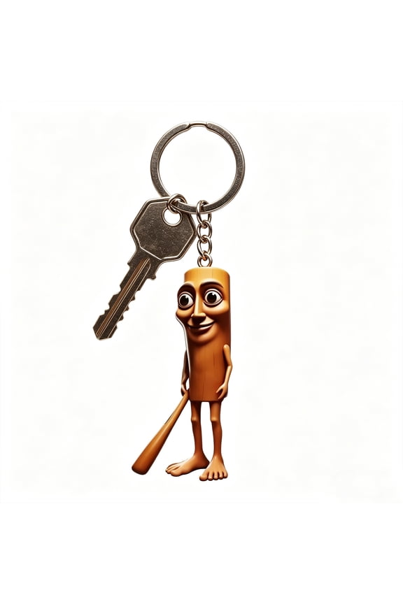 Tung Tung Tung Sahur Keychain, Wooden Figure Holding Stick Keychain, Unique and Whimsical Collectible Keychain for Men Women Fans