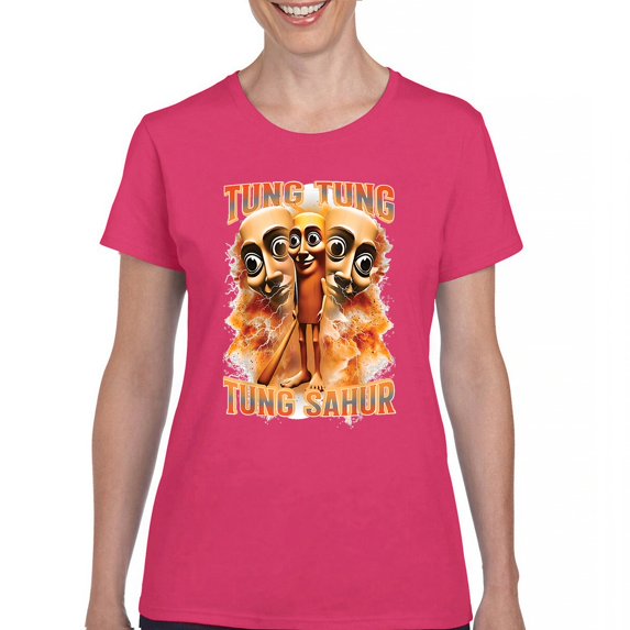 Tung Tung Tung Sahur T-Shirt Fun Italian Brainrot Gen Z Alpha Meme Women's Tee
