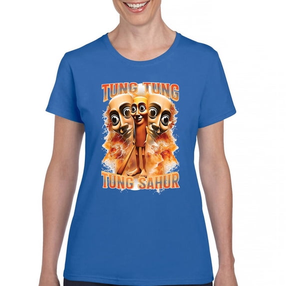 Tung Tung Tung Sahur T-Shirt Fun Italian Brainrot Gen Z Alpha Meme Women's Tee