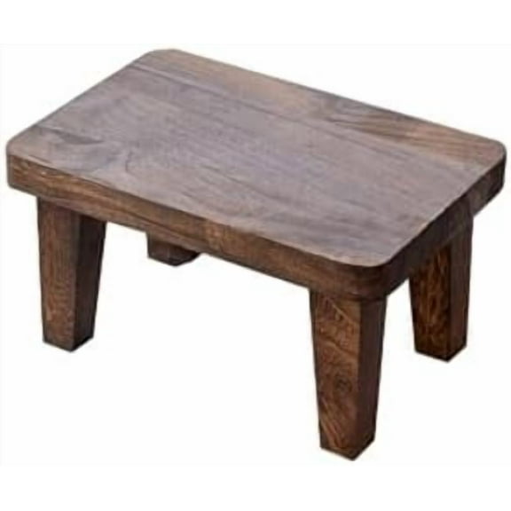 Tung wood step stool with non-slip rubber feet, small step stool for bedroom, kitchen and living room, load capacity up to 300 lbs, sturdy and durable, no assembly required