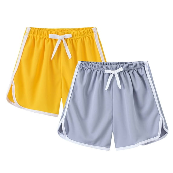 Tungbrin 2 Pack Girls Athletic Shorts Toddler Summer Color Block Elastic Waist Drawstring Shorts Workout Running Shorts