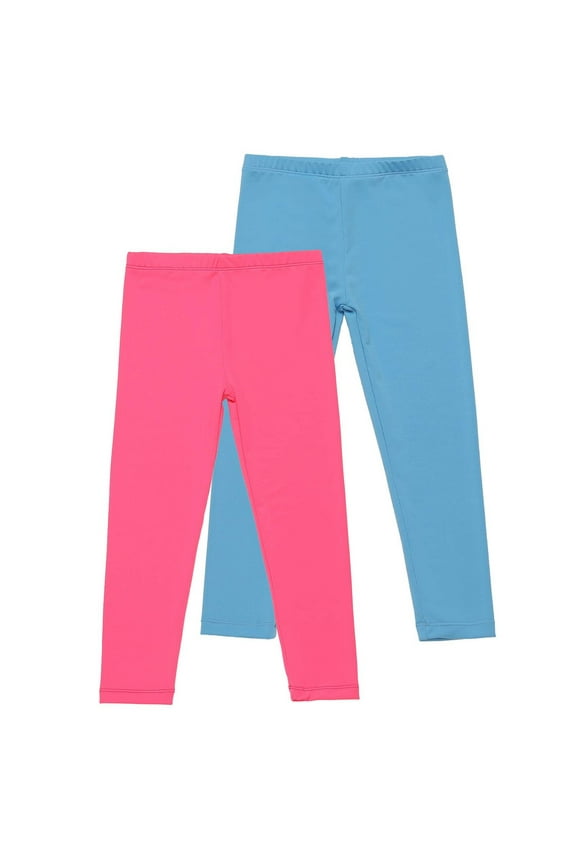 2 Pack Girls Leggings Kids Elastic Waist Full Length Tights Seamless Solid Thin Stretchy Pants Multipack