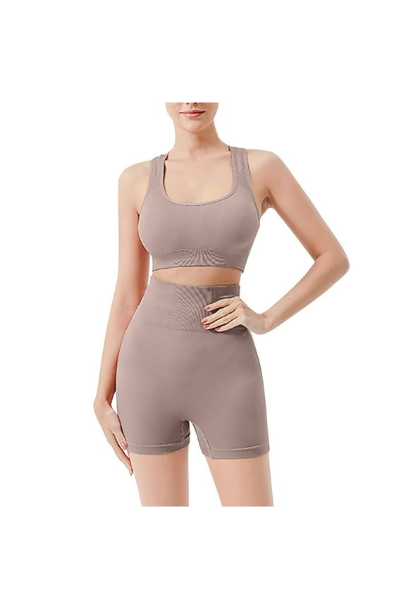 2 Piece Workout Sets for Women Scoop Neck Strap Tank Tops High Waist Butt Lifting Shorts Stretch Tight Sweatsuits