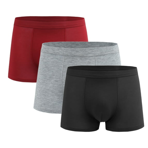 Tungbrin 3PCS Underwear for Men Casual Breathable Stretch Mid Waisted Boxer Briefs Plus Size Leak Proof Underwear
