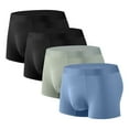 thumbnail image 1 of Tungbrin 4 Pack Men's Plus Size Boxer Briefs Stretchy Quick Dry Mid Waist Sports Panties Solid Color Underwear, 1 of 2